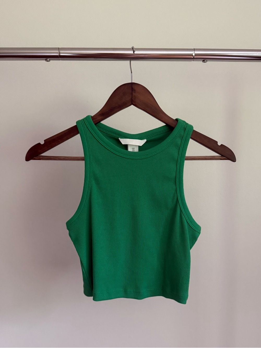 H&M Green Ribbed Cropped Tank